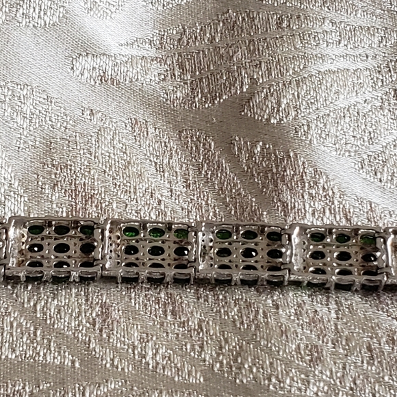 7.75 inches, Russian Chrome Diopside & diamond bracelet, NWT - Picture 6 of 7